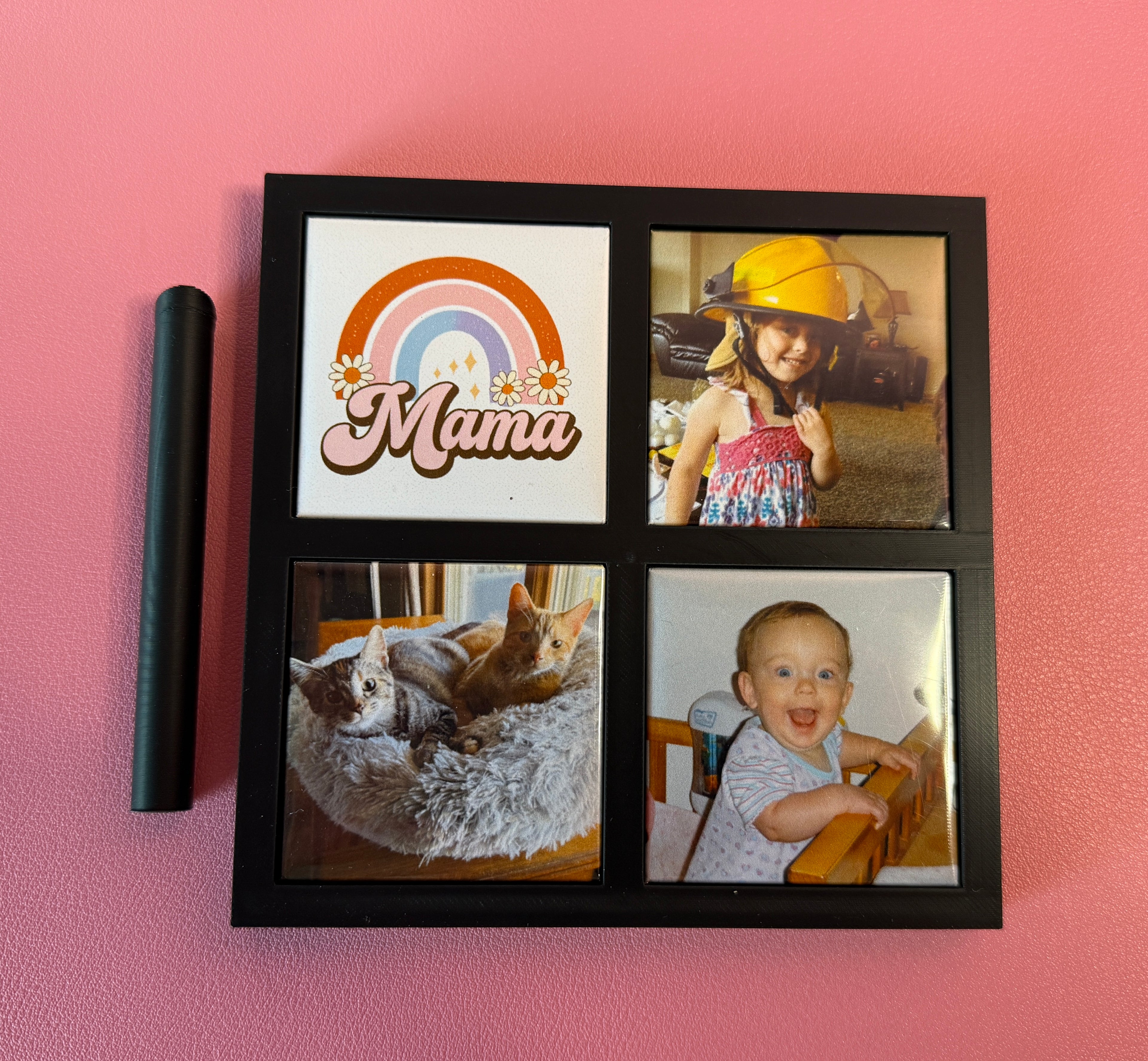 Custom Photo Magnet Frame (Quadruple): Includes Four (4) 2"x2" Personalized Magnets