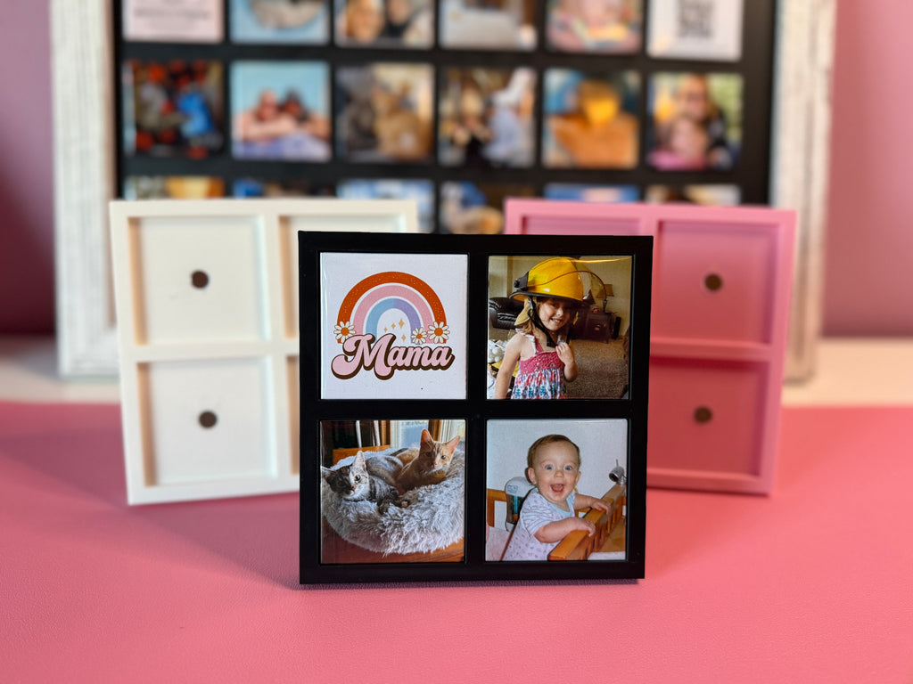 Custom Photo Magnet Frame (Quadruple): Includes Four (4) 2"x2" Personalized Magnets