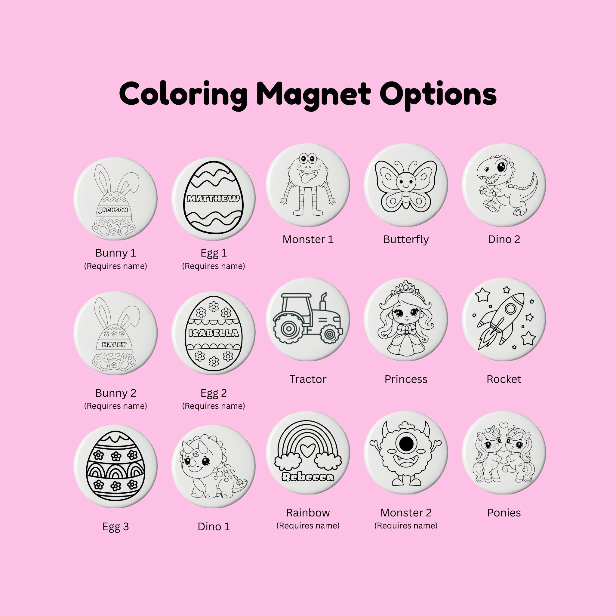 Bunny Easter Basket Tag With Coloring Magnet | Kids Easter Tag | Bunny Spring Decor | Kids Coloring Magnet