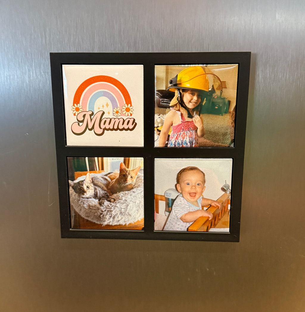 Custom Photo Magnet Frame (Quadruple): Includes Four (4) 2"x2" Personalized Magnets