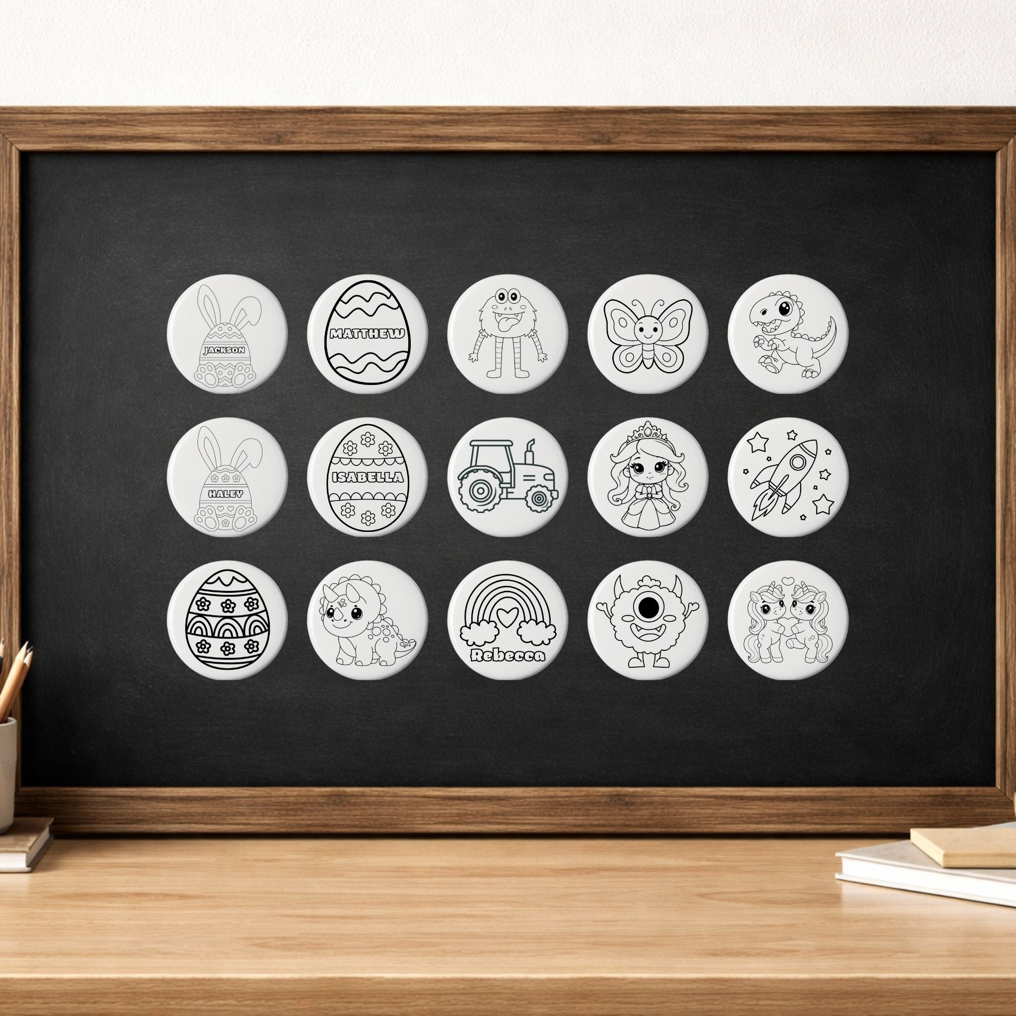 Bunny Easter Basket Tag With Coloring Magnet | Kids Easter Tag | Bunny Spring Decor | Kids Coloring Magnet