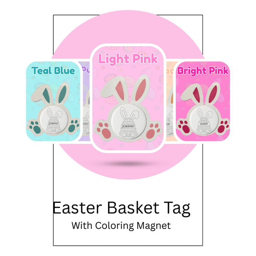 Bunny Easter Basket Tag With Coloring Magnet | Kids Easter Tag | Bunny Spring Decor | Kids Coloring Magnet