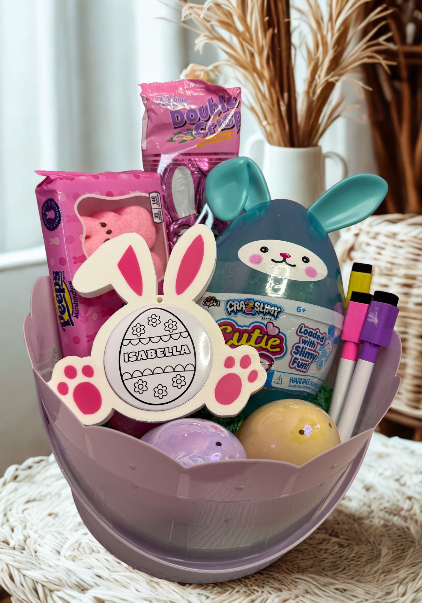 Bunny Easter Basket Tag With Coloring Magnet | Kids Easter Tag | Bunny Spring Decor | Kids Coloring Magnet