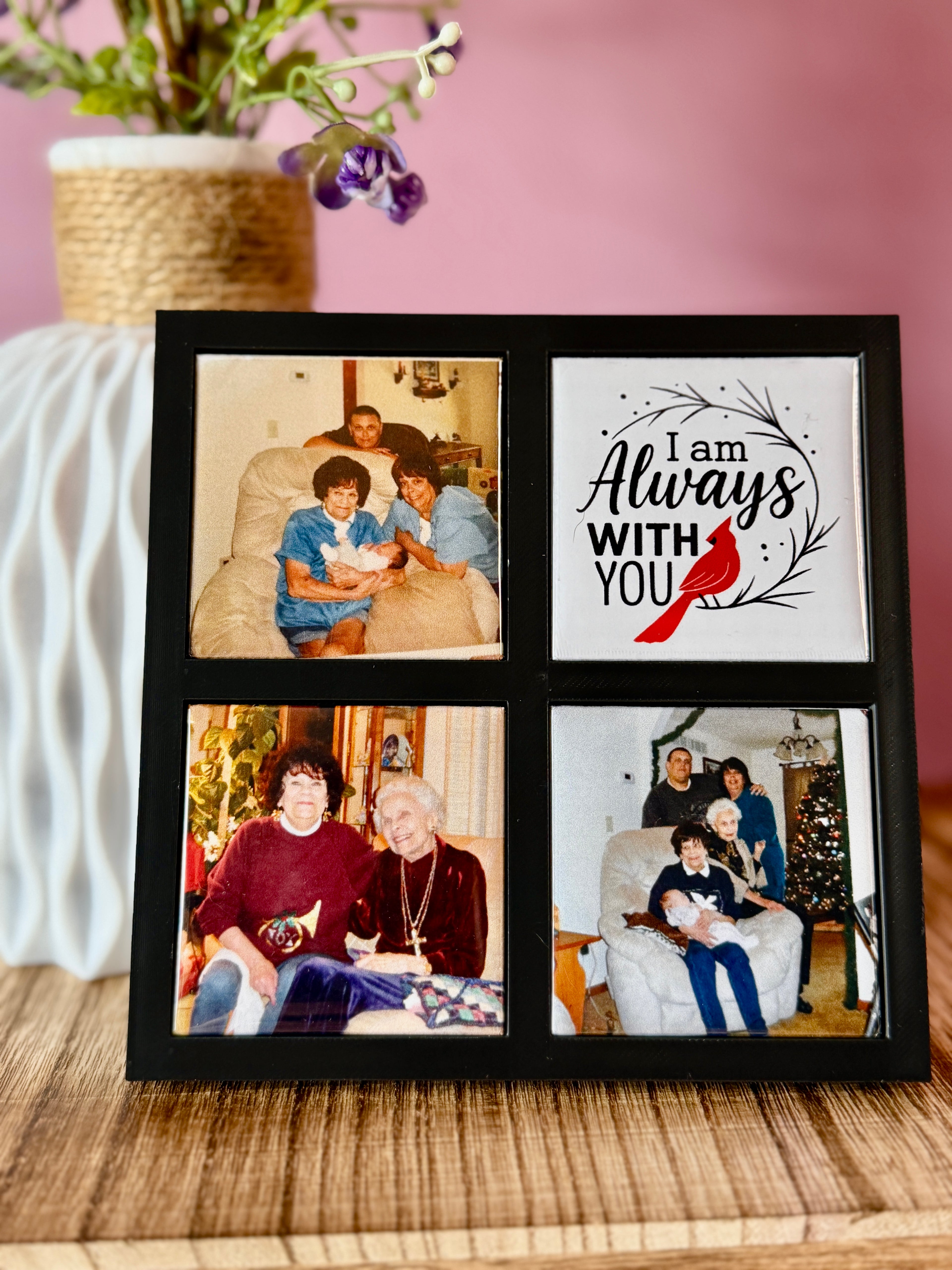 Custom Photo Magnet Frame (Quadruple): Includes Four (4) 2"x2" Personalized Magnets